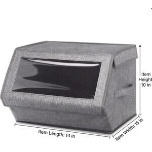 Stackable Window Box Closet Organizer Storage Bin with Magnetic Closure